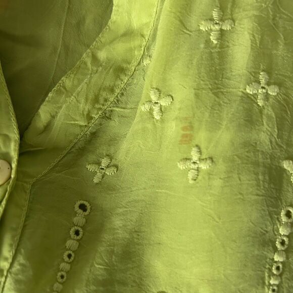 Johnny Was Embroidered Green Cupra Rayon Blouse Top Size XS - Picture 4 of 6